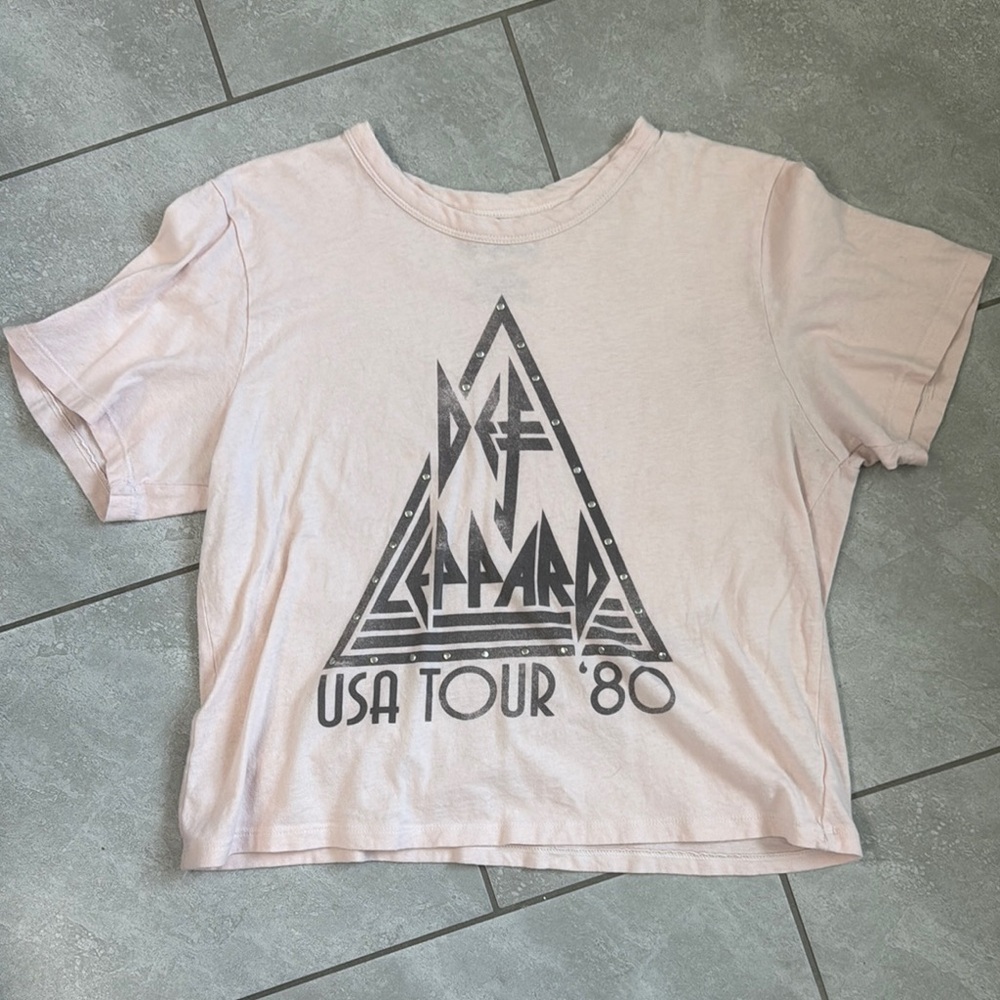 Pink Def Leppard Graphic Women's Top Size Large